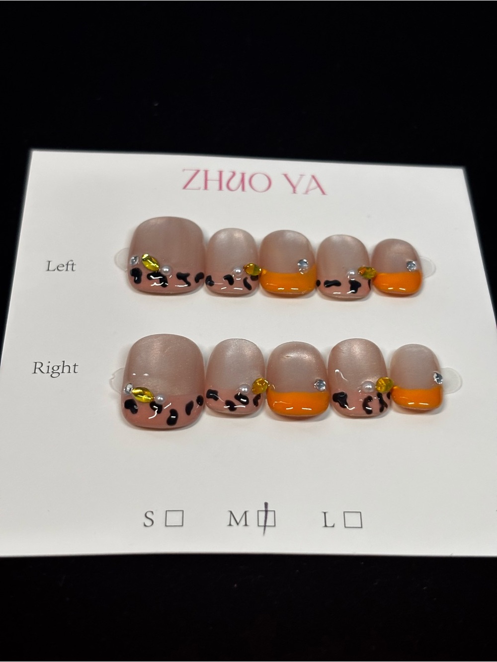 Nude & Orange Leopard Accent Press-On Nails